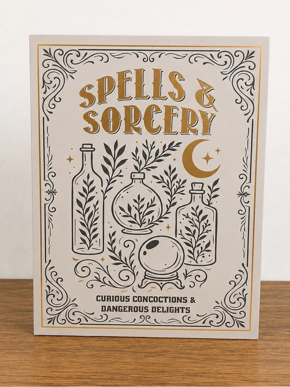 Target Bullseye Halloween “Spells & Sorcery” Light Grey Wooden Storage Book